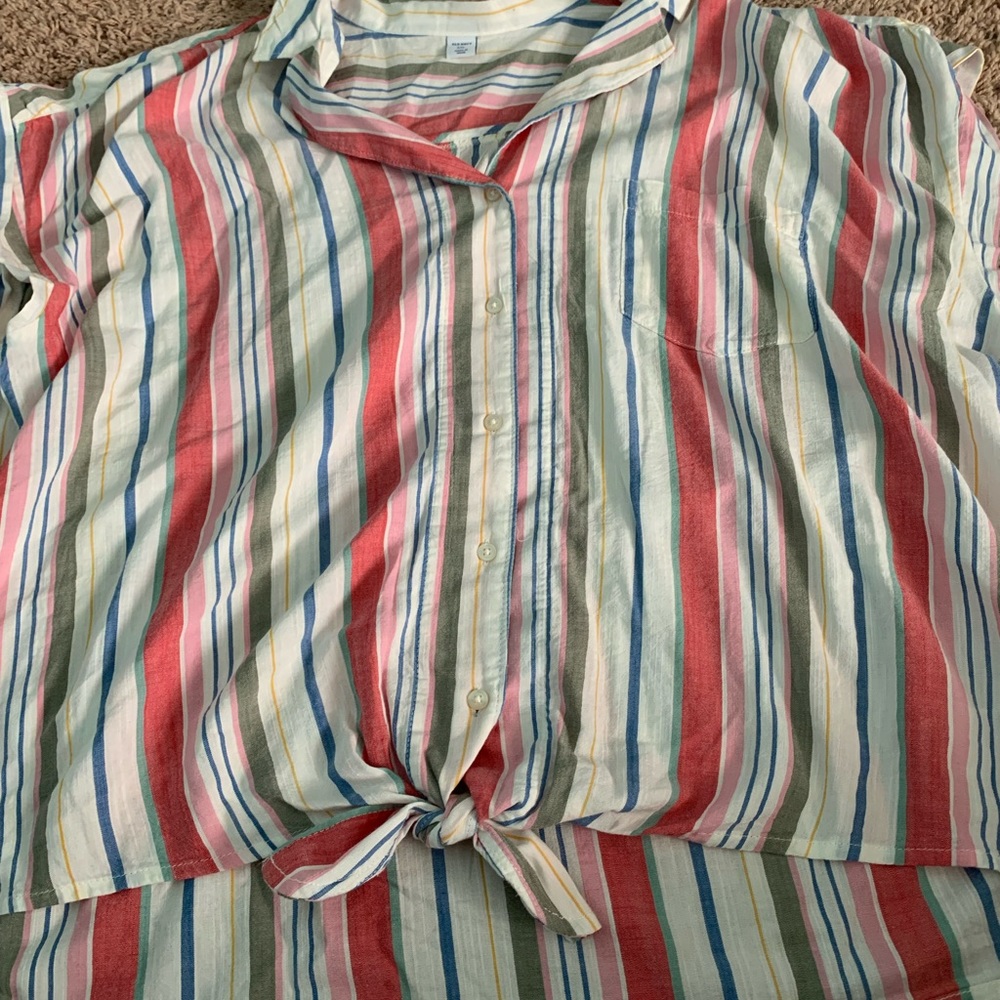 Old Navy Striped Button Down T-shirt